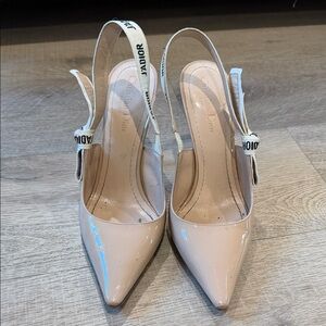 Dior Women's Beige Patent Slingback Heels